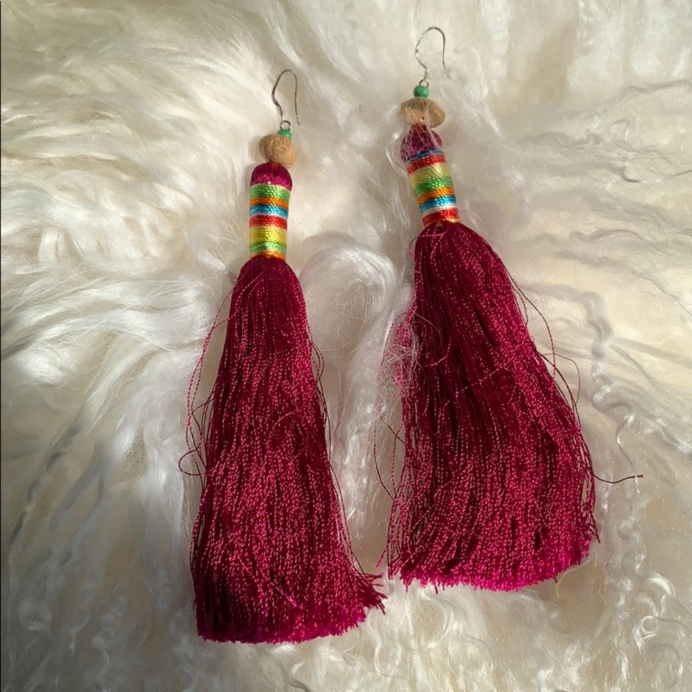 Pink tussle earring with S925 hook